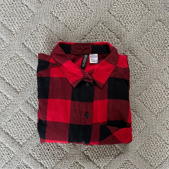 Youth red and black plaid button up - Picture 3 of 4